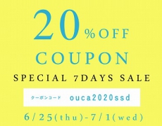 【OucaWEBSHOP】\\夏のSALEスタート//本日より7日間限定!20%OFFクーポンプレゼント